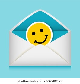 inside the blue envelope is greeting emoticon