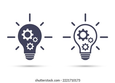 Inside the bulb and the wheel. Idea business concept. Isolated vector icon illustration.