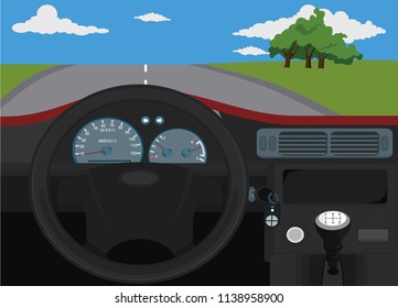 inside of car on road