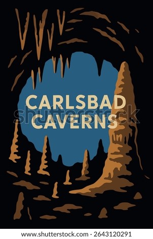Inside Carlsbad Caverns, the underground cavern is illuminated by light reflecting off the intricate stalactites and stalagmites