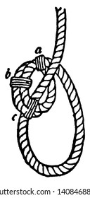 Inside Clinch where the end is bent close round the standing part till it forms a circle and a half, vintage line drawing or engraving illustration.