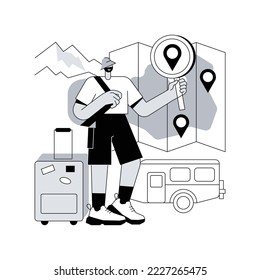 Inside country traveling abstract concept vector illustration. Local tourism, explore your country, family camping, camper trailer, road trip, tourist information, lifestyle abstract metaphor.