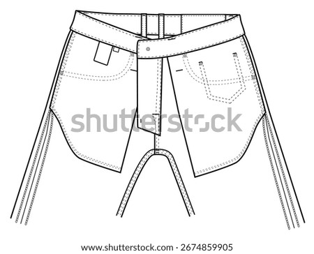 Inside denim jeans pant front part inside vector art design