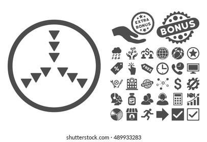 Inside Direction icon with bonus clip art. Vector illustration style is flat iconic symbols, gray color, white background.