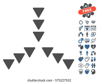 Inside Direction pictograph with bonus decorative symbols. Vector illustration style is flat rounded iconic cobalt and gray symbols on white background.