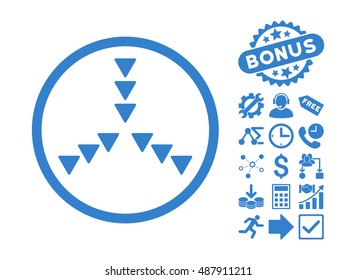 Inside Direction pictograph with bonus icon set. Vector illustration style is flat iconic symbols, cobalt color, white background.