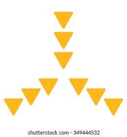 Inside Direction vector icon. Style is flat symbol, yellow color, rounded angles, white background.
