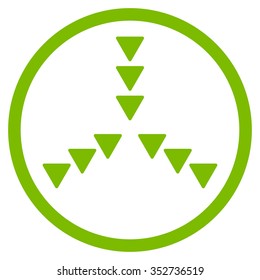 Inside Direction vector icon. Style is flat circled symbol, eco green color, rounded angles, white background.