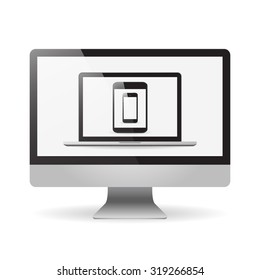 Inside each other tablet, laptop, phone, screen stylish  illustration