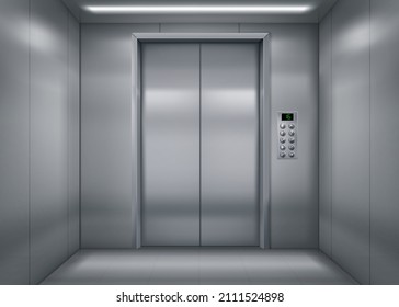 Inside an empty elevator car vector Illustration