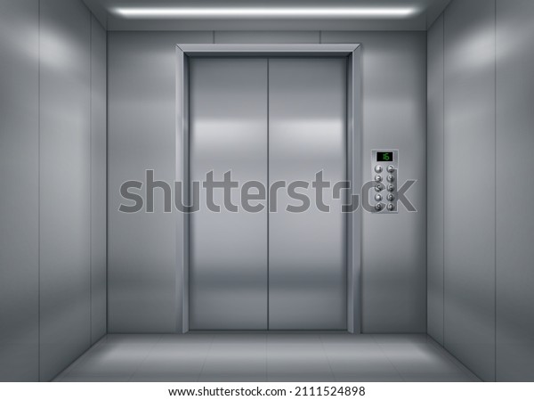 Inside an empty\
elevator car vector\
Illustration