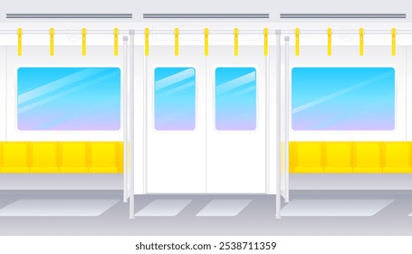 Inside the empty skytrain or subway train
