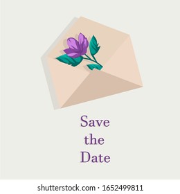 
Sobre interior con flor violeta