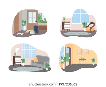 Banner web vectorial 2D de la familia interna, conjunto de afiches