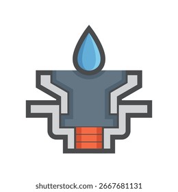 Projeto de ícone de cor de ilustração vetorial de drenagem de piso interno. Estrutura interna para controle efetivo de fluxo e odor. Ideal para sistemas de encanamento, educação de saneamento e visuais de infraestrutura de drenagem.