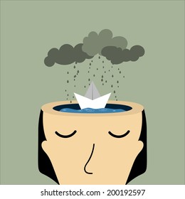 inside head concept illustration, Vector graphic