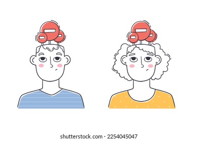 Inside woman’s or men’s head concept. Mind restrictions and internal boundaries. Stop signs illustrating control and limitations
