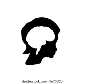 Inside a head of woman, brain concept