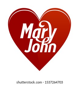 Inside heart wedding invitation valentine day, lover names logo design template vector. This vector for wedding cards, marriage banners, lovers and mothers day shares and various special days.