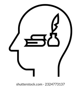 Inside of human head. Art. Writer. Copywriter. Icon Vector Symbol Design Illustration.