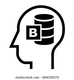 Inside of human head. B Font Symbol. Icon Vector Design Illustration.
