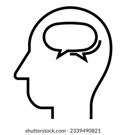 Inside of human head. Chat. Message. Balloon. Communication. Icon Vector Symbol Design Illustration.