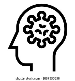 Inside of human head. Corona Virus Covid 2010. Icon Vector Design Illustration.