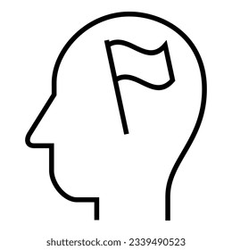 Inside of human head. Flag.  Icon Vector Symbol Design Illustration.