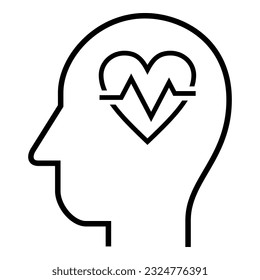 Inside of human head. Heart. Health. Love. Icon Vector Symbol Design Illustration.