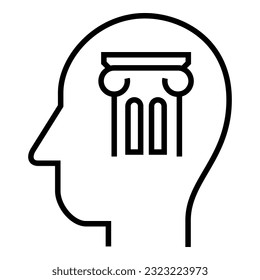 Inside of human head. Law. Art. History. Icon Vector Symbol Design Illustration.