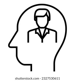 Dentro de la cabeza humana. Hombre. Profesor. Empresario. Ilustración de diseño de símbolos vectores de iconos.