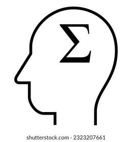 Inside of human head. Mathematics. Formula. Summary. Sum. Icon Vector Symbol Design Illustration.