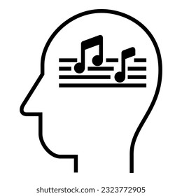 Inside of human head. Music. Chord.  Notation. Icon Vector Symbol Design Illustration.