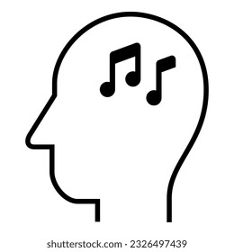 Inside of human head. Music. Notation. Chord. Icon Vector Symbol Design Illustration.