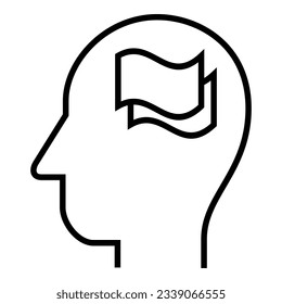 Inside of human head. Paper. Money. Document. Flag. Icon Vector Symbol Design Illustration.