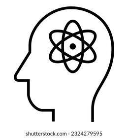 Inside of human head. Physics. Technology. Atom. Icon Vector Symbol Design Illustration.