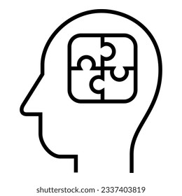 Inside of human head. Puzzle. Icon Vector Symbol Design Illustration.