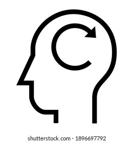 Inside of human head. Reload. Refresh. Repeat. Direction. Recycle. Rotation Symbol. Icon Vector Design Illustration.