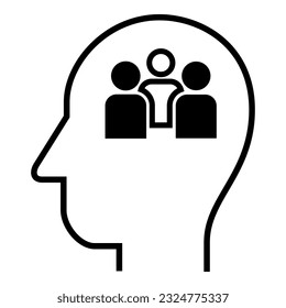 Inside of human head. Social. Networks. Team. Community. Icon Vector Symbol Design Illustration.