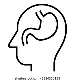 Dentro de la cabeza humana. Estómago. 
Úlcera péptica. Gastritis. Salud.  Ilustración de diseño de símbolos vectores de iconos.