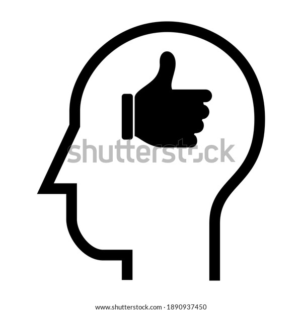 Inside of human head. Thumb Up Finger Hand.\
Icon Vector Design\
Illustration.