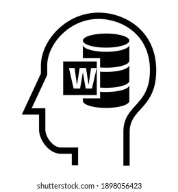 Innen des menschlichen Kopfes. W Schriftsymbol. Illustration zum Vektordesign.