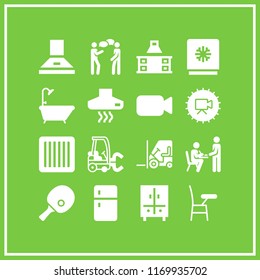 inside icon. 16 inside vector set. fridge, ping pong, closet and jail icons for web and design about inside theme