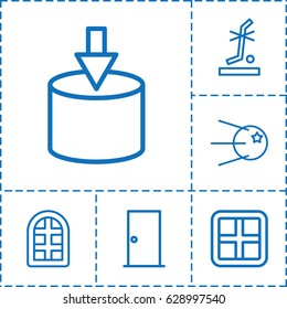 Inside icon. set of 6 inside outline icons such as window, door, no standing nearby, entrance