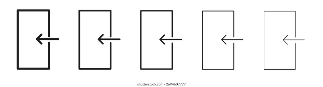 Inside icon symbols set. Editable stroke collection.
