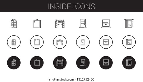 inside icons set. Collection of inside with door, window, entrance. Editable and scalable inside icons.