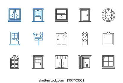 inside icons set. Collection of inside with window, entrances, door, doorknob, wiper. Editable and scalable inside icons.