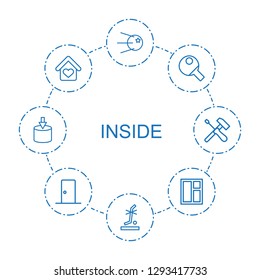inside icons. Trendy 8 inside icons. Contain icons such as core, no standing nearby, table tennis, love home, window, door, entrance, screwdriver. inside icon for web and mobile.