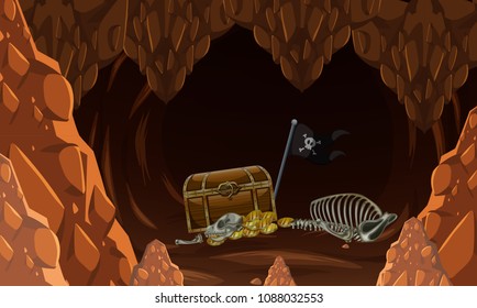 Inside the Mystery Cave and Treasure illustration