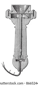 Inside of an old Bell magnetic Telephone, vintage engraved illustration. Trousset encyclopedia (1886 - 1891).
